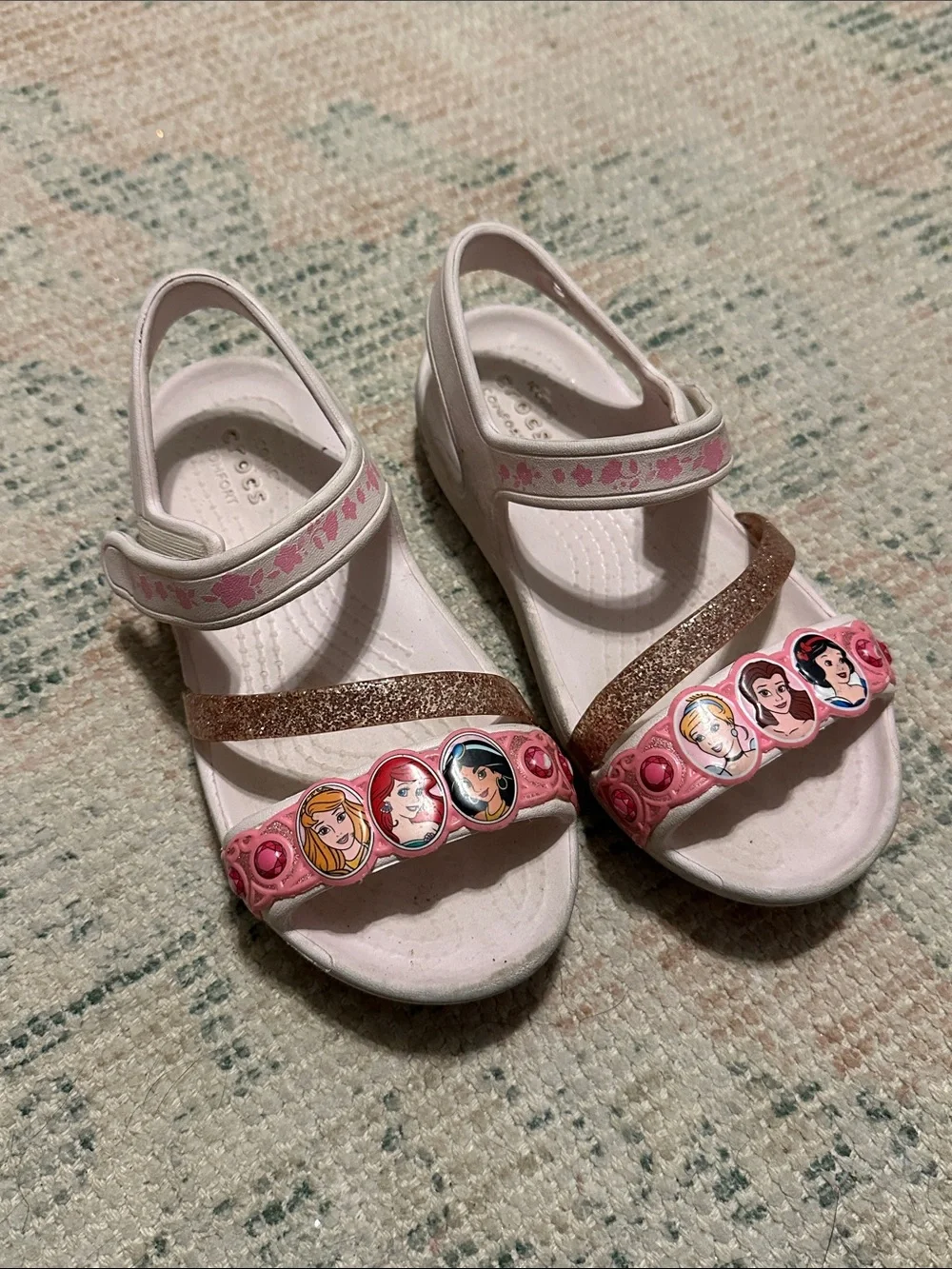 Girls' Pink Glitter Strap Crocs